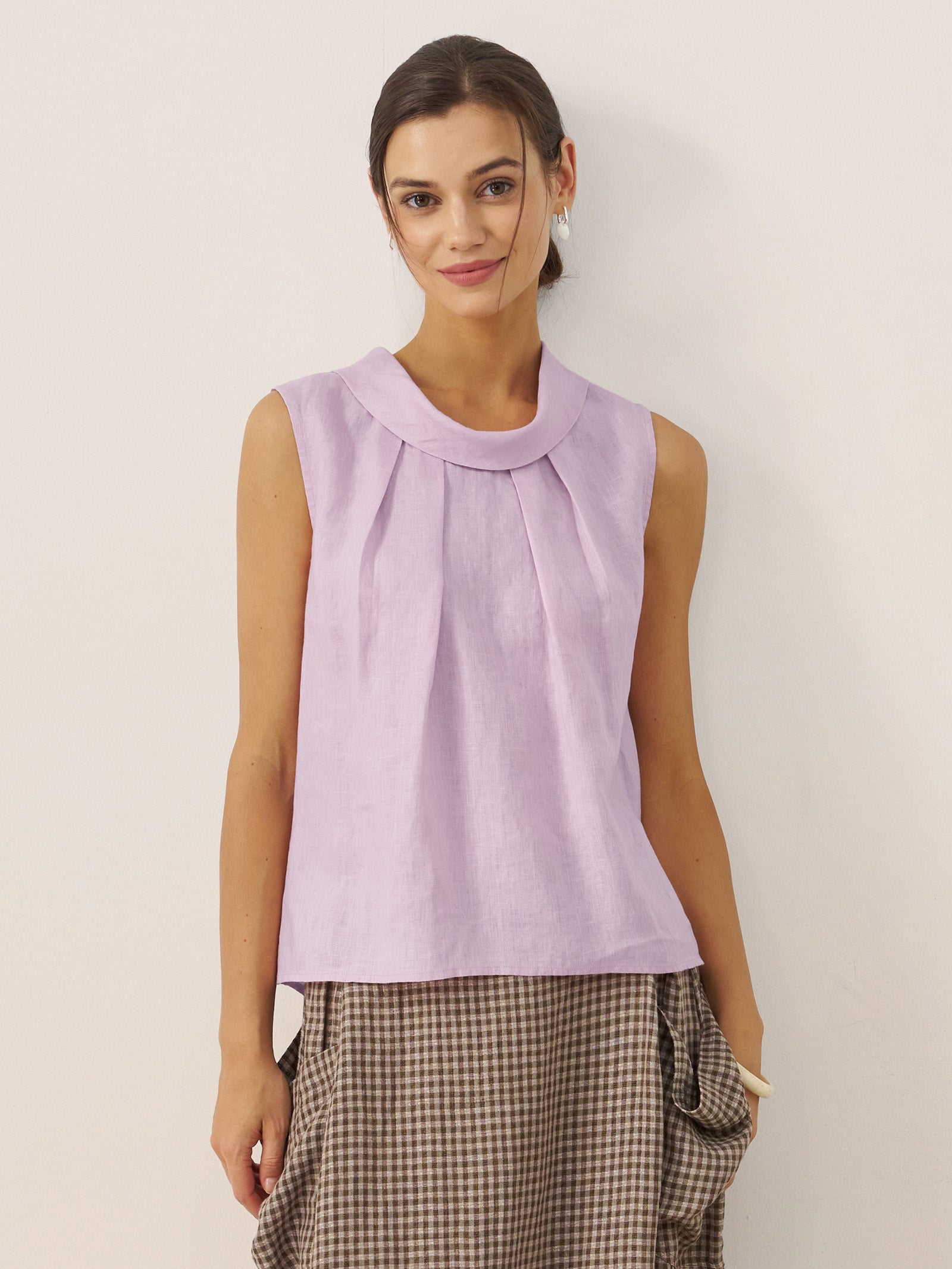 Linen Structured Collar Sleeveless Blouse BLAIR