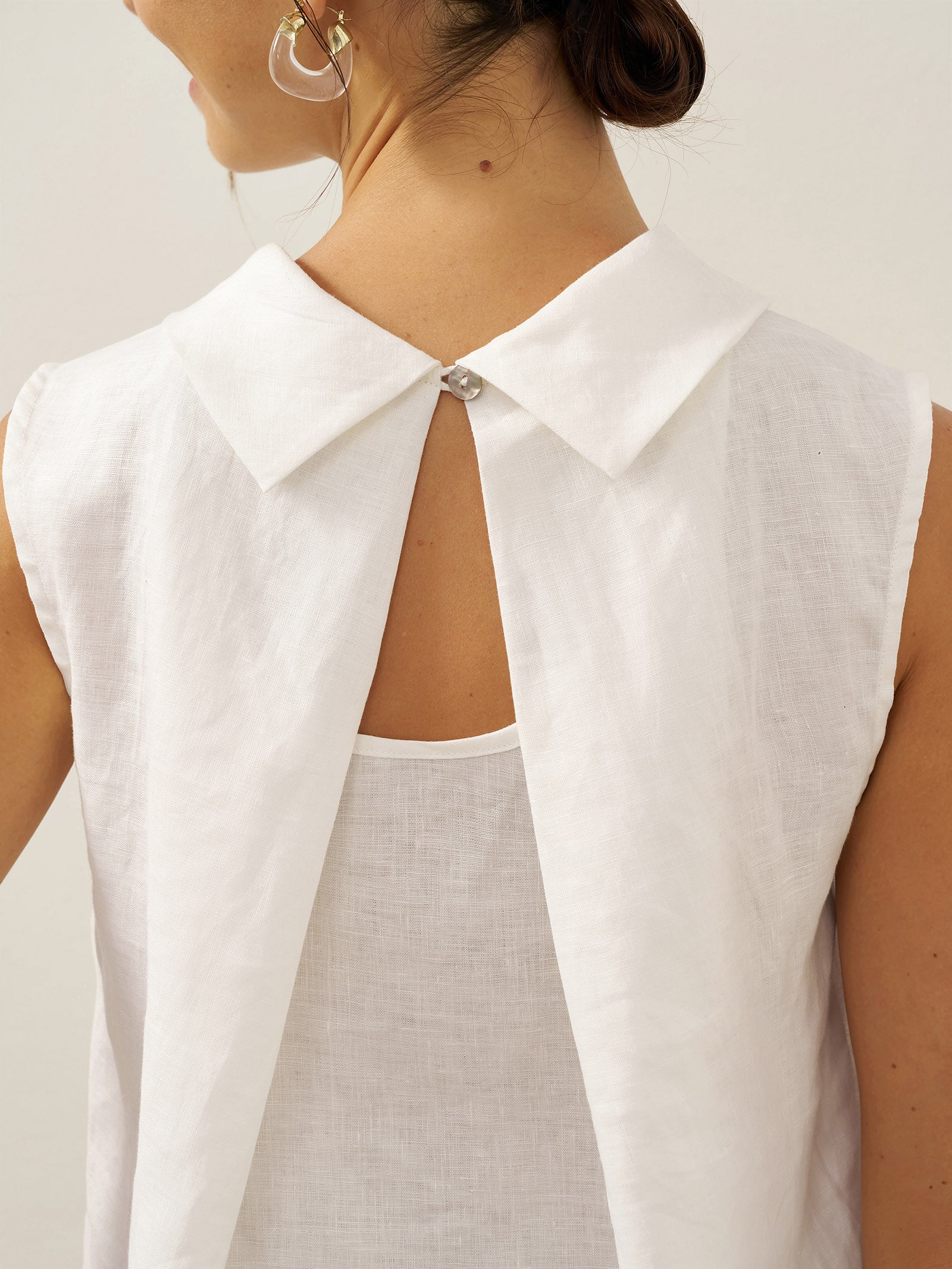Linen Structured Collar Sleeveless Blouse BLAIR