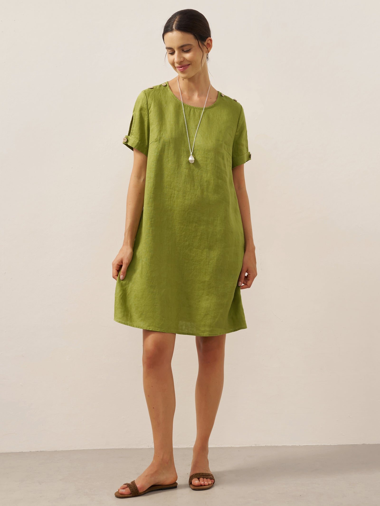 Linen Eyelet Short Sleeve Mini Dress LIA