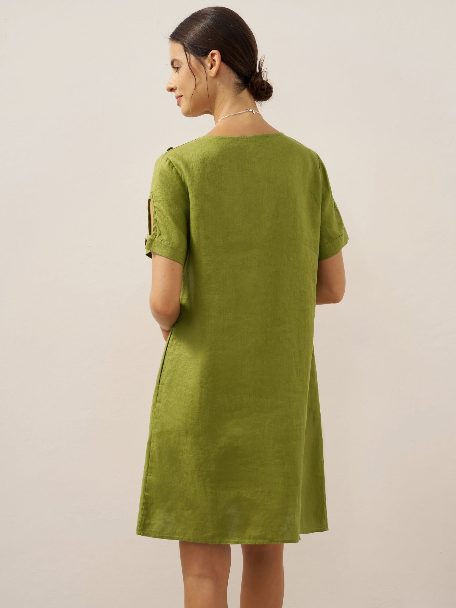Linen Eyelet Short Sleeve Mini Dress LIA