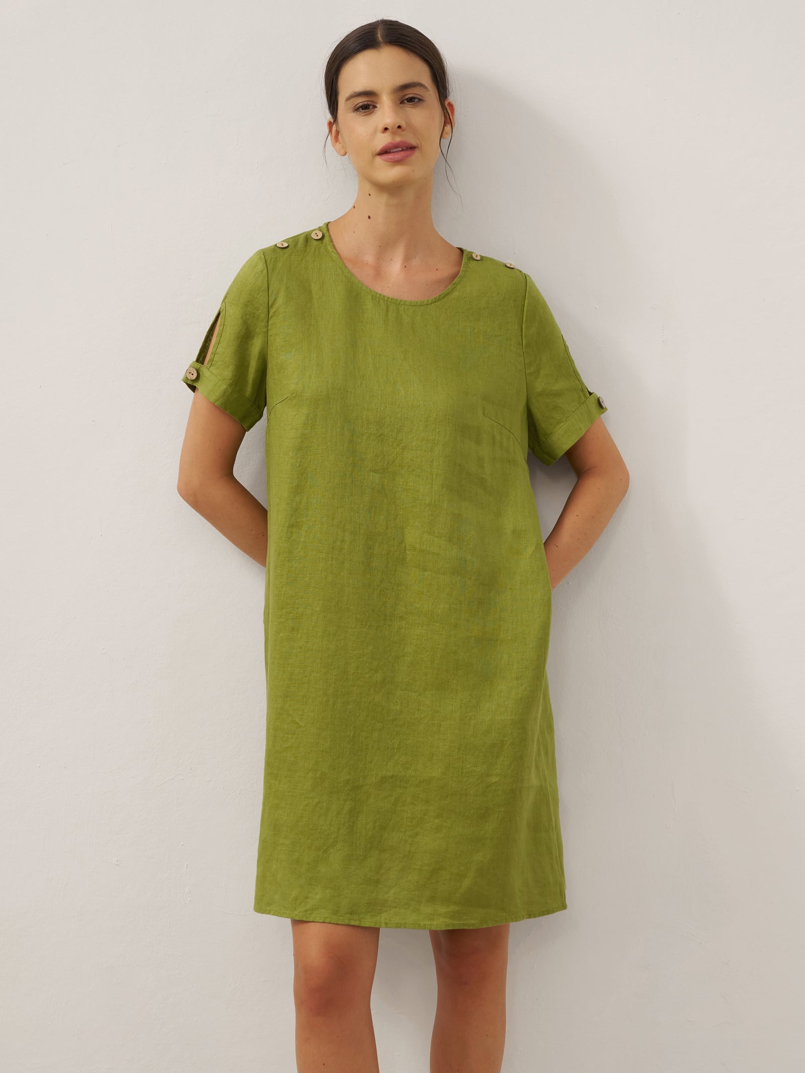 Linen Eyelet Short Sleeve Mini Dress LIA
